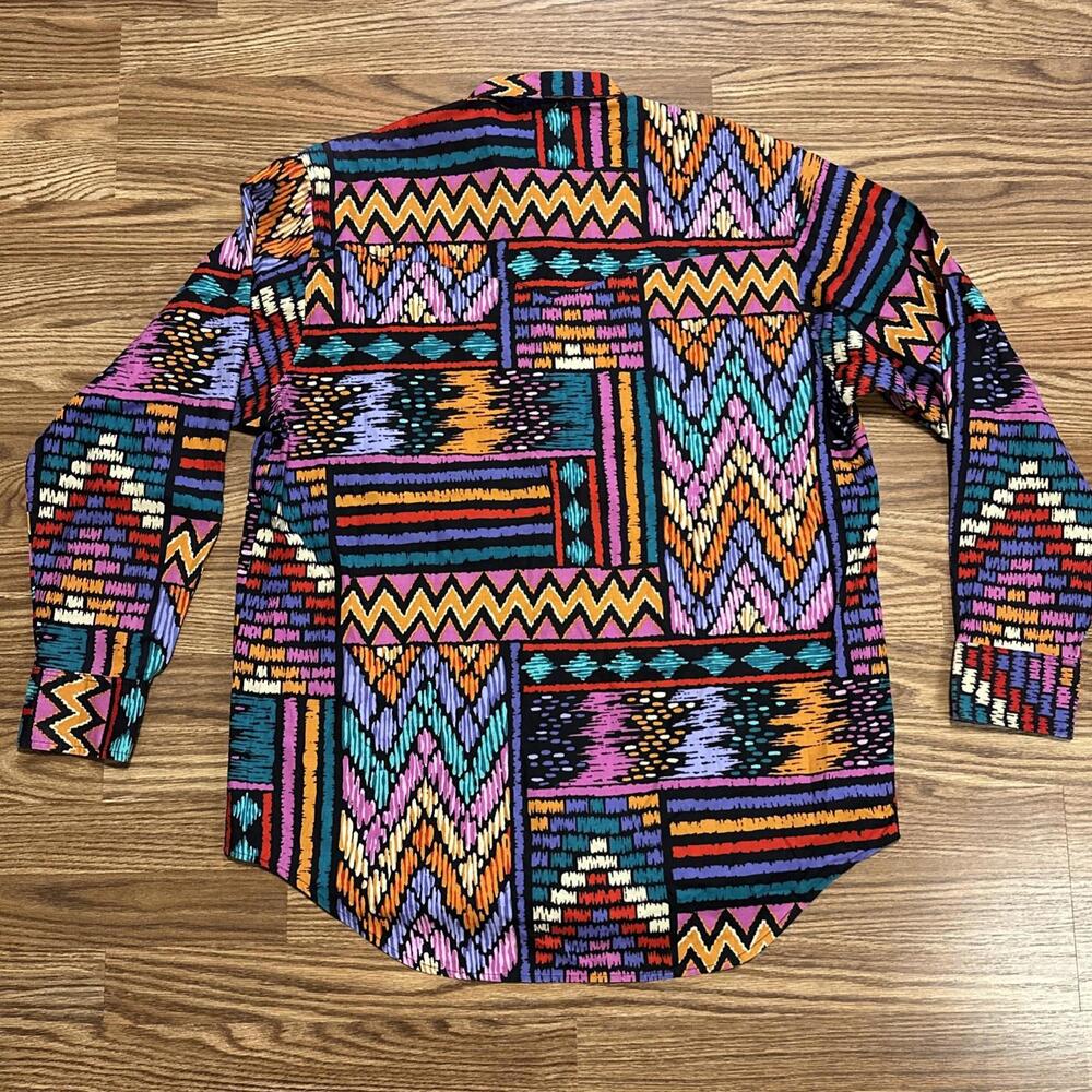 Wrangler Frontier Series Mens L Long Sleeve Button Down Aztec Western Cowboy - Picture 9 of 9
